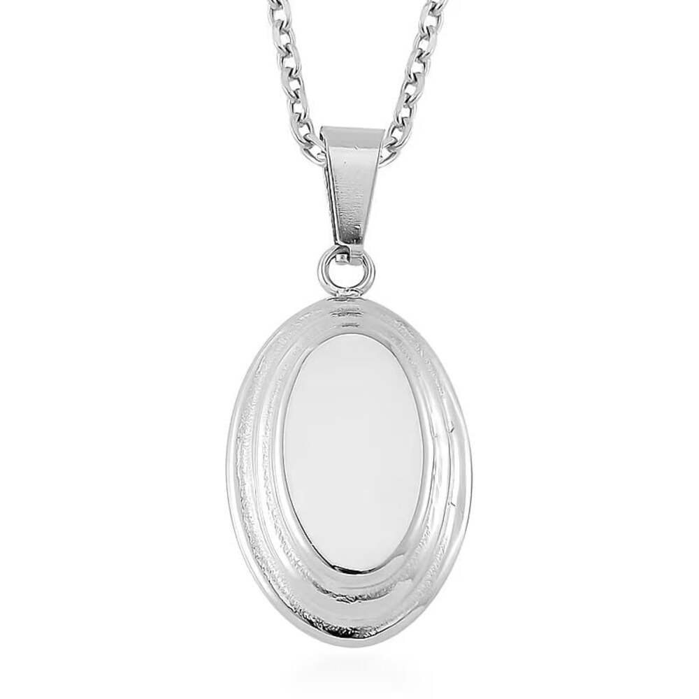 Oval Dog Tag Pendant Necklace 24 Inches
